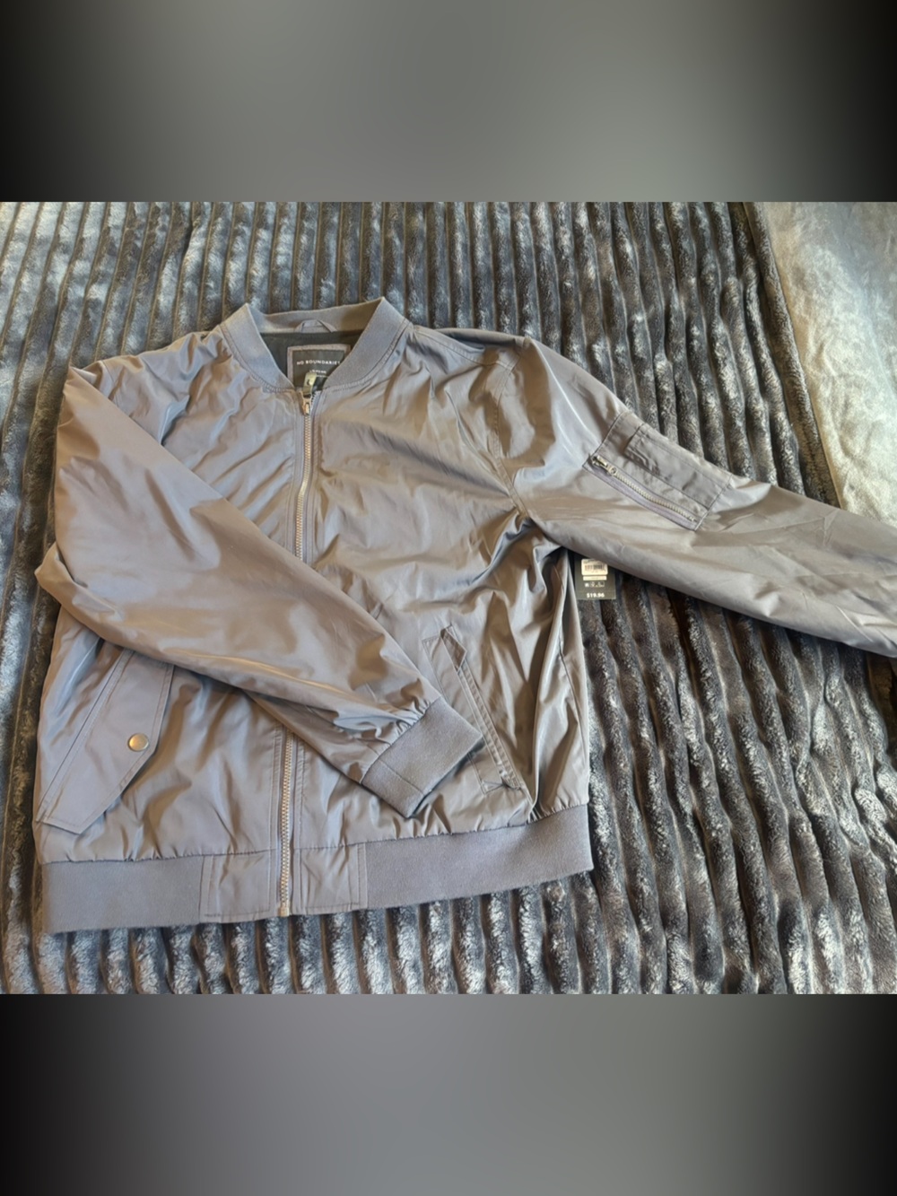 No Boundaries Men's Gray Bomber Jacket